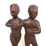 Expressive c. 1970s Presumed Haitian Carving  of Two Men