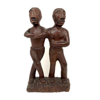 Expressive c. 1970s Presumed Haitian Carving  of Two Men