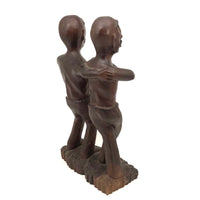 Expressive c. 1970s Presumed Haitian Carving  of Two Men