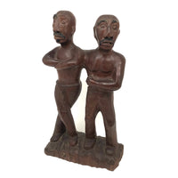 Expressive c. 1970s Presumed Haitian Carving  of Two Men