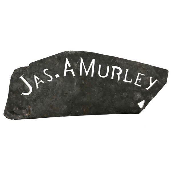 Jas. A Murley, Antique Hand-cut Scrap Lead Stencil