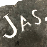 Jas. A Murley, Antique Hand-cut Scrap Lead Stencil