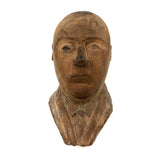 Displeased Man in Jacket and Tie c. 1920s Carved Bust