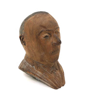 Displeased Man in Jacket and Tie c. 1920s Carved Bust