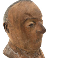 Displeased Man in Jacket and Tie c. 1920s Carved Bust