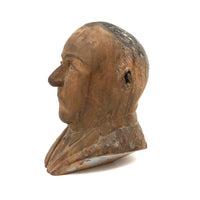 Displeased Man in Jacket and Tie c. 1920s Carved Bust