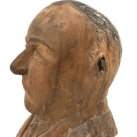 Displeased Man in Jacket and Tie c. 1920s Carved Bust