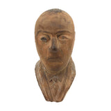 Displeased Man in Jacket and Tie c. 1920s Carved Bust