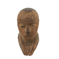 Displeased Man in Jacket and Tie c. 1920s Carved Bust