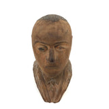 Displeased Man in Jacket and Tie c. 1920s Carved Bust