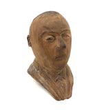 Displeased Man in Jacket and Tie c. 1920s Carved Bust