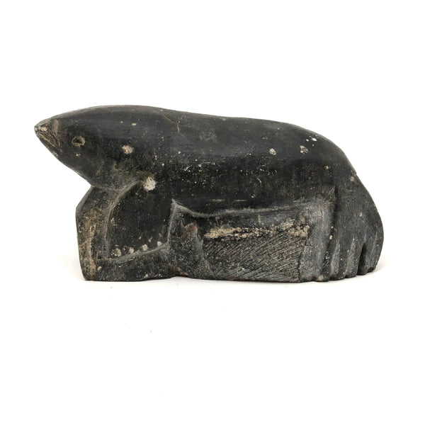 Stoic But Very Empathetic Inuit Stone Carved Sea Lion with Chunky Flippers