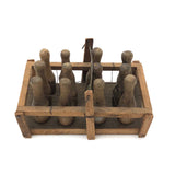 Miniature Wooden Milk Bottles in Carrying Crate