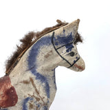 Blue Air Brushed Vintage Mexican Folk Art Papier Mache Horse with Mismatched Leg