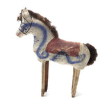 Blue Air Brushed Vintage Mexican Folk Art Papier Mache Horse with Mismatched Leg