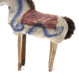 Blue Air Brushed Vintage Mexican Folk Art Papier Mache Horse with Mismatched Leg