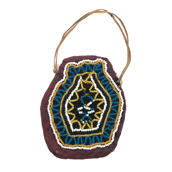 Charming Miniature 19th Century Native American Beaded Pouch, Presumed Seneca