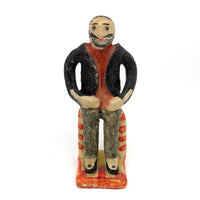 Man with Beard and Man in Beige, Pair of Mexican Folk Art Pottery Figures