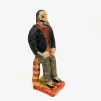 Man with Beard and Man in Beige, Pair of Mexican Folk Art Pottery Figures