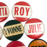 Great Names, Great Buttons - Fun Lot of Large c. 1970s Pinbacks