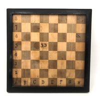 Eli Jackson's Antique German Chessboard / Checkerboard with Hand-inked Guides Plus Checkers Set