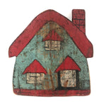 Old Wooden Cutout Folk Art Cottage in Excellent Blue and Red Paint