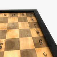 Eli Jackson's Antique German Chessboard / Checkerboard with Hand-inked Guides Plus Checkers Set