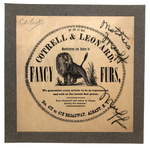 Fancy Furs, Mother's Muff, c. 1900 Cotrell & Leonard, Albany, NY Paper Label, Mounted, As Found