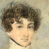 Pair of Miniature Portraits, c. 1820s-30s: Very Handsome Young Man in Uniform and Young Woman  with Ringlets