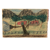 Two Nestled Red Houses, Wonderful Old Child's Crayon on Board Drawing