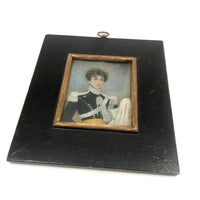 Pair of Miniature Portraits, c. 1820s-30s: Very Handsome Young Man in Uniform and Young Woman  with Ringlets