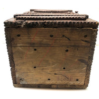 Tramp Art Crate Wood Trunk / Cabinet with Interior Shelf