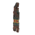 Wonderful Old Hand-carved South American Slingshot with Mother, Child, and Hearts in Polychrome