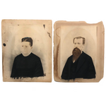 Him and Her, Striking Pair of 19th C. Hand-painted Photographs