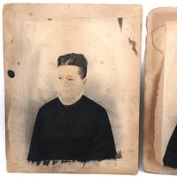 Him and Her, Striking Pair of 19th C. Hand-painted Photographs