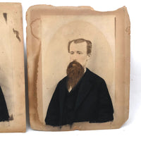 Him and Her, Striking Pair of 19th C. Hand-painted Photographs