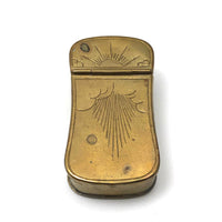 Early 19th C. Brass Vesta with Engraved Sun Shining Through Clouds