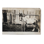 Young Man with Horse and Barn, Thurman, NY, Antique Snapshot