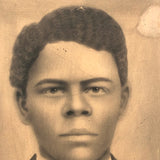 Expressive Antique Chalk Portrait of Young Man with Bow Tie