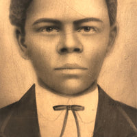 Expressive Antique Chalk Portrait of Young Man with Bow Tie