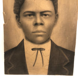 Expressive Antique Chalk Portrait of Young Man with Bow Tie