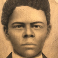 Expressive Antique Chalk Portrait of Young Man with Bow Tie