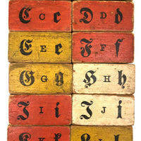 Scarce Complete c. 1860s  Hill's No. 12 Kindergarten Alphabet Blocks Set with Plain and Cursive Letters