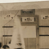 Boy in Dunce Cap in Classroom, Poignant Old Snapshot Photo