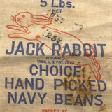 Sweet Old Jack Rabbit Beans Cotton Muslin Sack with Embroidery Design on Reverse