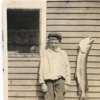 Little Boy in Cap with Big Fish, Sweet Old Snapshot