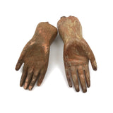 Exquisite Little Pair of Antique Carved Santos Hands (Mismatched but Lovely Together)