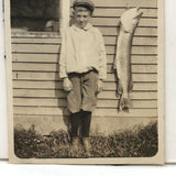 Little Boy in Cap with Big Fish, Sweet Old Snapshot