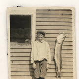 Little Boy in Cap with Big Fish, Sweet Old Snapshot