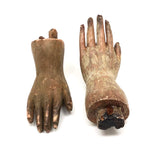 Exquisite Little Pair of Antique Carved Santos Hands (Mismatched but Lovely Together)